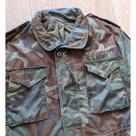 US Military Vintage 80s/90s Cold Weather Camo Field Coat / Size Medium - Picture 2 of 9